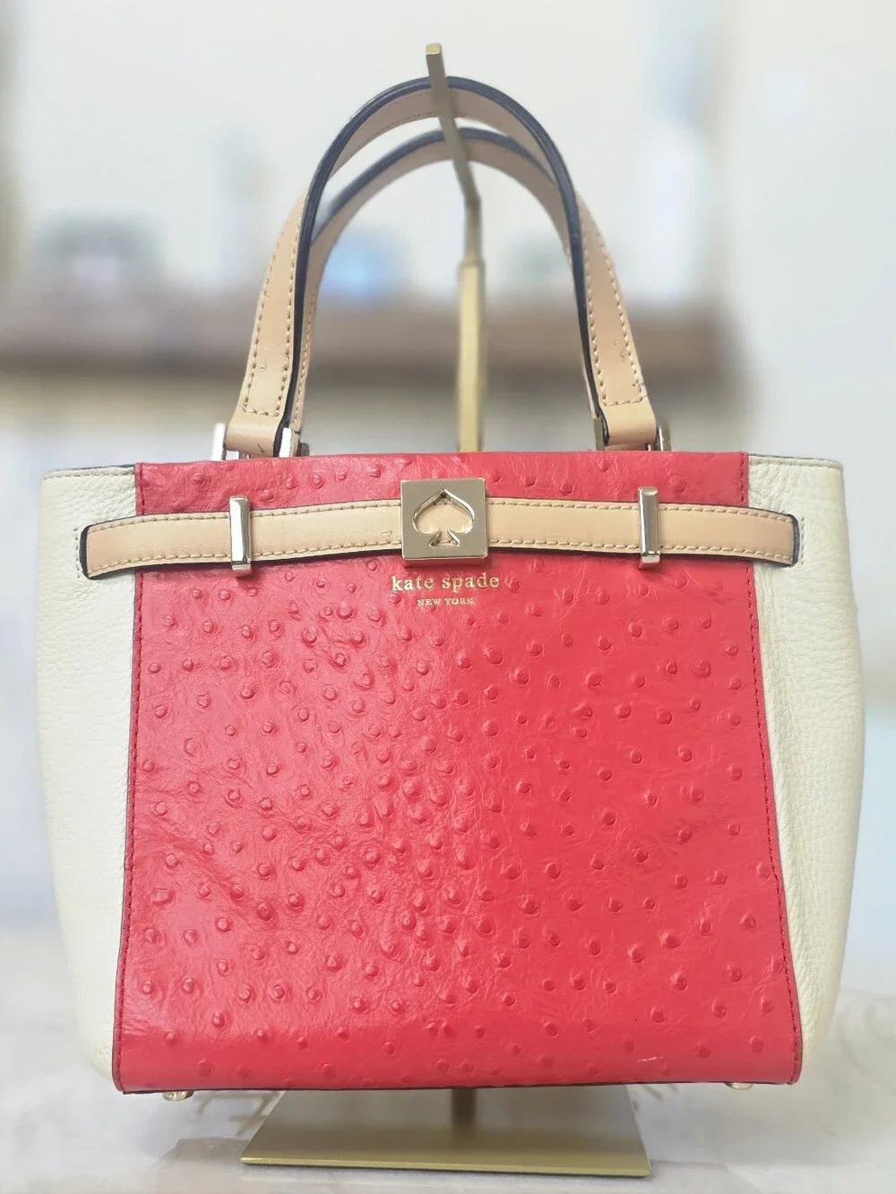 Kate Spade New York Houston Street Ostrich Embossed Satchel